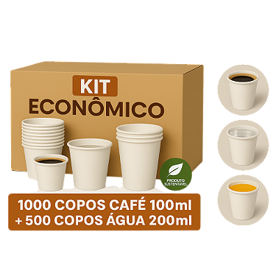 Combo Copos de Papel para Café e Água Premium Corporativo|Eventos