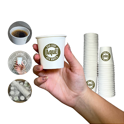 Copo Papel Descartável Café 90ml 100ml Personalizado 200un