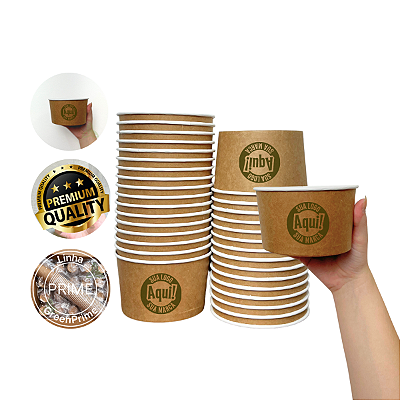 Pote Bowl Papel Kraft Personalizado 550ml 120un