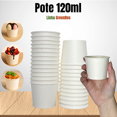 Pote Papel Biodegradável 120ml Descartável 100un GreenRes