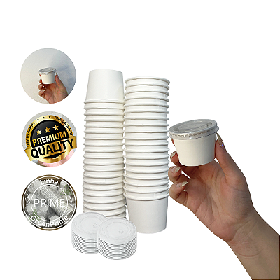 Pote Papel C/TAMPA 50ml Descartável Biodegradável 300un