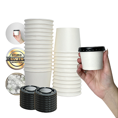 Pote Papel 100ml BRANCO C/ TAMPA GreenRES - 200un