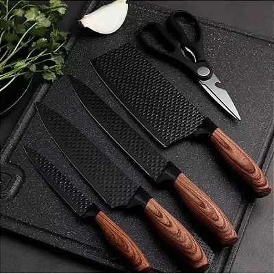 Kit de Facas Profissional 6 Peças Lucky – Elegância, Precisão e Versatilidade na Sua Cozinha ou Churrasco!
