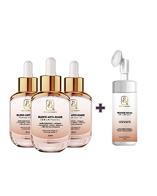 Kit Sérum Facial Blend Anti-Idade 30ml - Pague 2 e Leve 3 + Brinde Espuma