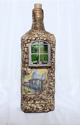 Garrafa Luminária de Vidro