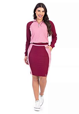 Conjunto Kiara Em Malha Canelada e Zíper Frontal - Hapuk