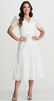 Vestido Luiza 3302 Off White Renda - Tatá Martello
