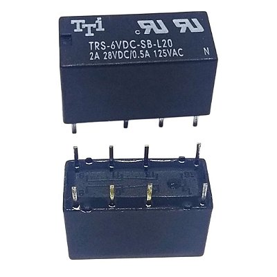 Relé 6VDC 2A TTI TRS-6VDC-SB-L20 Montagem em Placa (8 Pinos)
