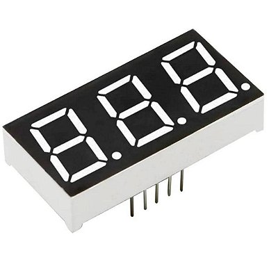 Display LED 7 Segmentos 3 Dígitos Branco 5631AW Terminal 5mm Catodo Comum