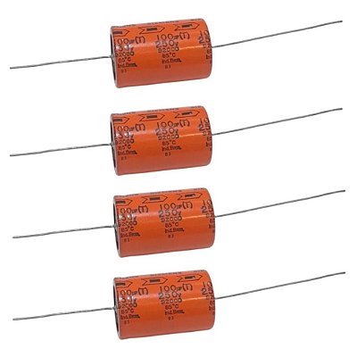 Capacitor Axial 100uF 250V 85°C Eletrolítico Siemens 25x39mm