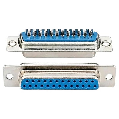 DB25 Fêmea - Conector D-Sub 25 Pinos Solda Cabo Reto 180° Azul