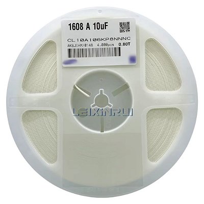 10uF 10V 0603 X5R SMD - Rolo 4.000 Peças Capacitor (CL10A106KP8NNNC)