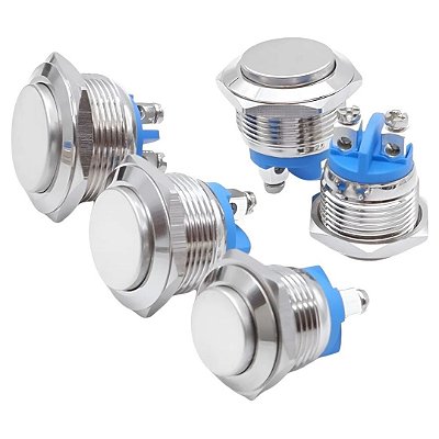 Botão Momentâneo Tipo Campainha 22mm Inox – Anti-Vandalismo 250V