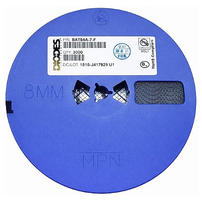BAT54A-7-F SOT-23-3 Diodo Retificador 30V 200mW, Rolo com 3.000 Peças