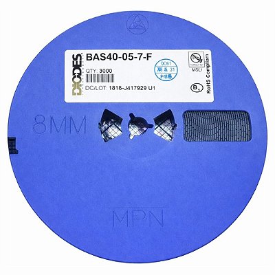 BAS40-05-7-F Diodo SMD SOT-23 40V 350mW – Rolo 3.000 Peças
