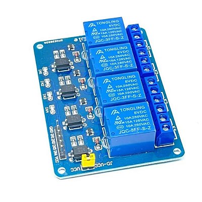 Relé 4 Canais 5V com Optoacoplador Isolação Óptica