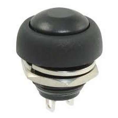 Botão de Pressão PBS-33B Preta à Prova d’Água 12mm Painel