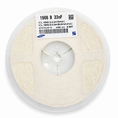 Capacitor SMD 33nF 50V X7R 1608 CL10B333KB8NC 10% – Rolo 4.000 peças