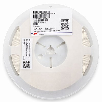 Capacitor SMD 4.7pF 50V C0G 0805 - Rolo 4.000 Peças (0805CG4R7C500NT)