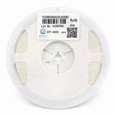 Rolo 4000 Capacitores SMD 0805 33pF 50V NP0 C0G 5% TCC0805C0G330J500BT