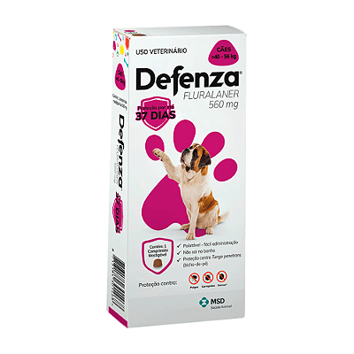 Defenza Antipulgas e Carrapatos para Cães de 40 a 56kg 1 comprimido
