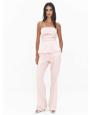 VGH 1496 Conjunto Alfaiataria Em Viscose E Linho - Rosa