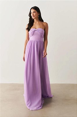 Vestido Longo de Festa Lavanda em Chiffon - V044