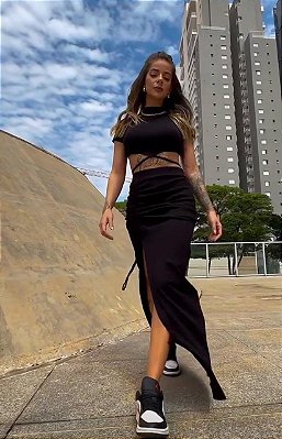 Saia Short Longo Fenda Strong