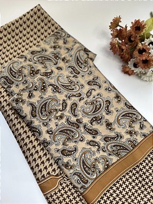 Lenço Estampado Marrom e Bege MDC