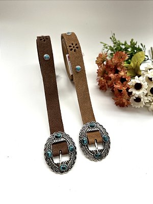 Cinto Boho Camurça Pedra Turquesa