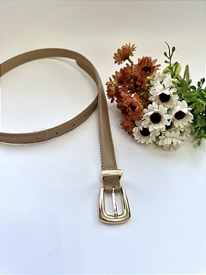 Cinto Fino Fivela Dourada Nude MDC