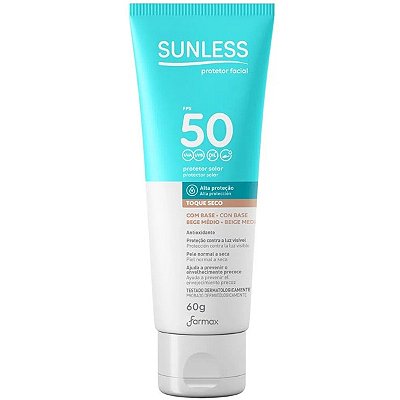 Protetor Solar Sunless Facial Medio FPS 50 - 60g - Farmax