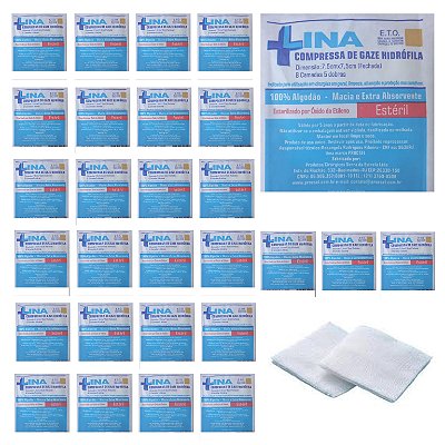 10 Pacotes Gaze Esteril 7,5cm x 7,5cm - Lina