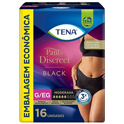 Roupa Íntima Tena Discreet Black G/EG com 16 Unidades - Tena