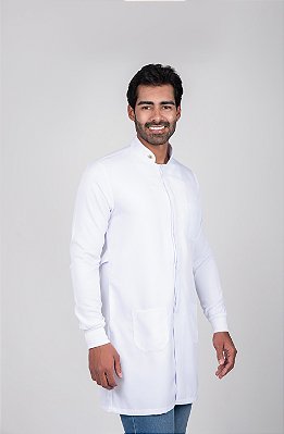 Jaleco Masculino Gabardine Gola Padre com Punho