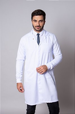 Jaleco Masculino Microfibra Gabardine Gola Blazer Com Punho