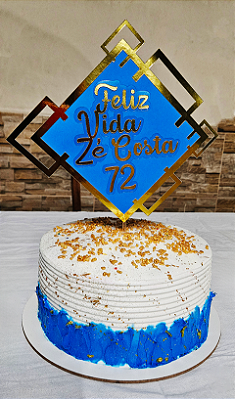 Topo de Bolo em camadas dourado e azul