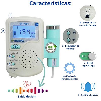 Monitor Fetal Doppler Ultrassom Portátil Ouça Coração D Bebê