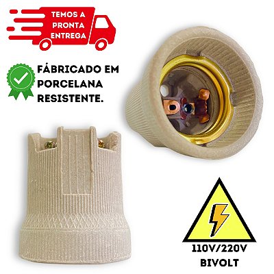 Bocal Soquete E-27 De Porcelana P/ Lampadas Até 100W