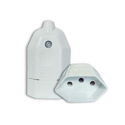 Plugue Tomada Fêmea 10a Pinos 2 + T Branco Extensão Cabo Fio