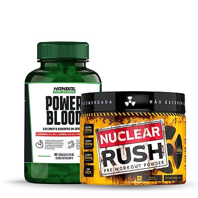 Kit Power Blood Vasodilatador 60caps + Pré Treino Nuclear Rush 100g