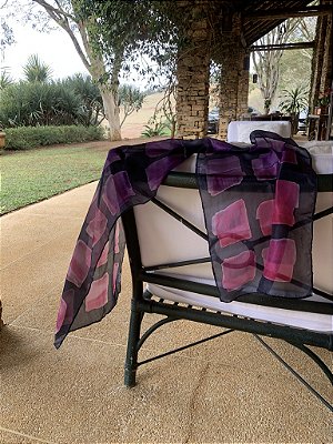 Echarpe Impressões Roxo 100% seda | 150x40cm
