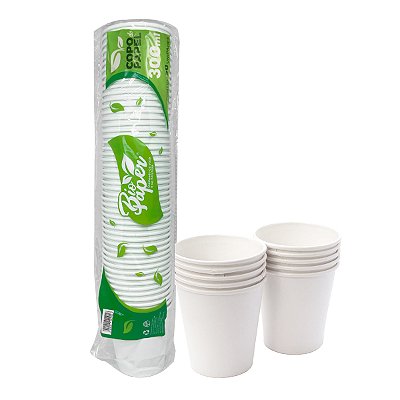 Copo de Papel 300ml Branco 50 unidades - Bio Paper