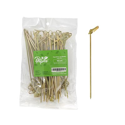 Espeto De Bambu C/ Nó  15cm C/50 unidades - Bio Paper