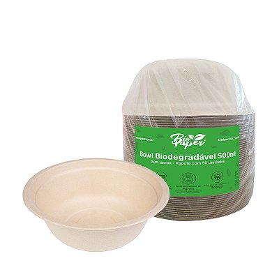 Bowl Biodegradável sem Tampa 500ml 50 unidades - Bio Paper