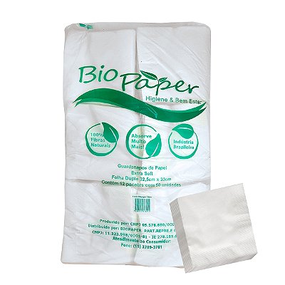 Guardanapo de Papel Folha Dupla 32,5cm x 33cm 600 Folhas - Bio Paper