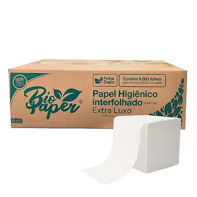 Papel Higiênico Interfolha Folha Dupla c/ 8000 Bio Paper