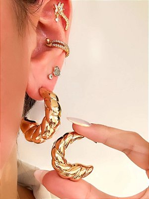 ARGOLA CROISSANT - BANHADA A OURO 18k