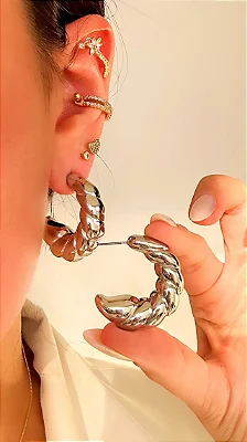 ARGOLA CROISSANT - BANHADO A PRATA 925