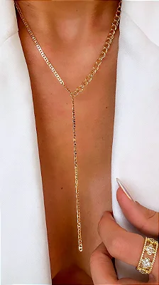 COLAR GRUMET LARGO - FOLHEADO A OURO